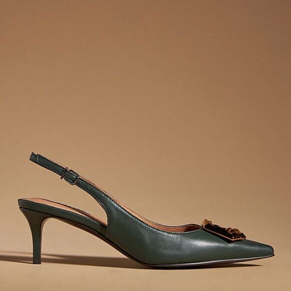 ANTHROPOLOGIE BIBI LOU BARR HEELS GREEN - Picture 1 of 3